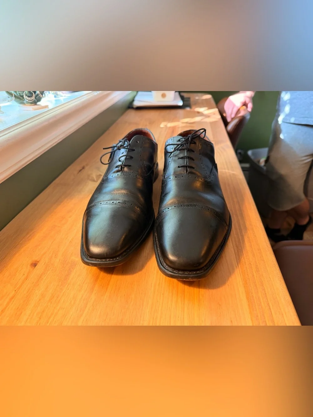 Allen Edmonds Evanston Black Cap-Toe Brogue Derby Shoes